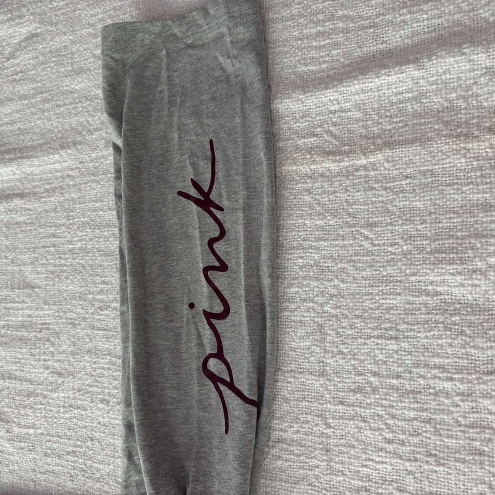 Victorias Secret PINK Gray Script Logo High Waist Leggings XL Heathered Gray